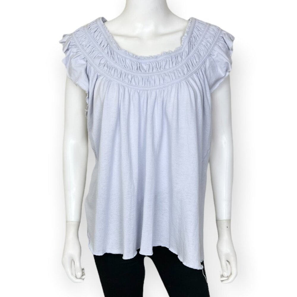 Free People We The Free Coconut Ruffled Top in Cloud - sz Medium - Picture 3 of 8